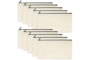 COCHIE DIY Blanko Stoff Federmäppchen, Makeup Tasche für Reisen, Schulmäppchen, Mäppchen, Kosmetiktasche Klein, Kulturbeutel, Kulturtasche, Schminktasche, Dokumententasche 21 x 12 cm