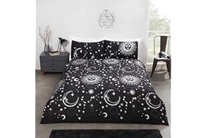 Rapport Home Celestial Duvet Cover Bed Set, Polycotton, Black, 3pcs Double