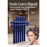 Transformacion 10'lu Sosis Bigudi Seti 11mm | Isısız Esnek Sa&ccedil; Şekillendirici | Doğal Dalga ve Bukle i&ccedil;in Latex K&ouml;p&uuml;k Bigudi 