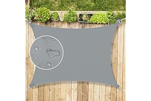 Mokani Sun Shade Sail, 3x3m Rectangle Sunscreen Awning Canopy, Waterproof Shade Sail, 95% UV Block with Free Rope, for Outdoors, Garden, Patio, Yard, Party(Grey)