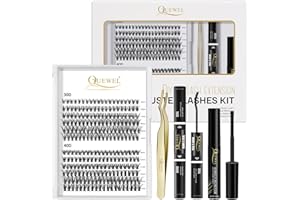 Individual Lashes 240 Cluster Lashes QUEWEL DIY Lash Extensions Kit, Clusters Eyelash Applicator, Cluster Lashes Bond and Seal Super Hold, Clusters Lash Glue Remover Easy to Remove(30D+40D D MIX8-14)