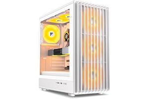 FOIFKIN K6 Boitier PC - Ventilateur ARGB 6 PWM pré-installé (3 x 140 mm et 3 x 120 mm), boîtier PC de Jeu ATX de Type-C, Blanc (Blanc, K6)