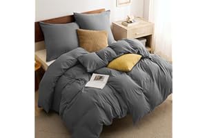 ‎BEDSURE BEDSURE Bettwäsche 135x200 4teilig Anthrazit - 2 Bettbezüge 135x200 cm + 2 Kissenbezüge 80X80 cm, ÖKO-TEX Bettwäsche-Sets Grau Polyester Mikrofaser mit Reißverschluss