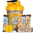 Bevzilla Instant Coffee Sachets & Bottle Pack With 25 Flavoured Coffee Sachets (2 Grams Each) And BPA Free Shaker 500 Ml For Office, School, Gym, College, Makes Cold Coffee, Frappe, Cafe Shakes At Home | English Butterscotch, Colombian Gold, French Vanilla & Turkish Hazelnut Flavour | Protein Shaker| Cold Coffee Shaker| Leak Proof | Gym Shaker Bottle