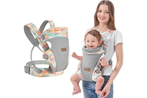 IULONEE Baby Carrier, Upgrade Newborn to Toddler Carrier with Lumbar Support Ergonomic Infant Carrier Wrap Convertible Front and Back Backpack Toddler Carry for Babies 3-36 Months Colorful