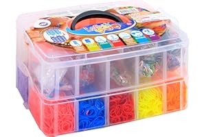 FLYPOP'S - Kit De Loisirs Créatifs - Vanity - 2 Etages - 6000 Elastiques, Perles, Accessoires et 2 Métiers A Tisser Connectables - Multicolore - 038606 - A partir de 6 Ans