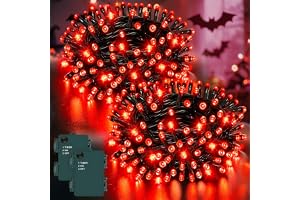 Dalugo 2 stycken ljusslinga röd, 5 m 50 LED-kabel grön med 6 h timer, IP65 vattentätt batteri för inomhus- och utomhusdekorationer