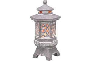 ‎TERESA'S COLLECTIONS TERESA'S COLLECTIONS Gartendeko für Draußen Japanische Steinlaterne Pagode Statue Solarleuchte Kunstharz Gartenfigur Zen Gartendeko für Außen Terrasse Hof Geschenke für Frauen 21cm