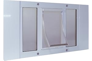 IDEAL PET PRODUCTS SINCE 1979 Ideal Pet Products Aluminum Sash Window Pet Door, Adjustable to Fit Window Widths from 27" to 32", Extra Large 10-1/2” x 15” Flap Size