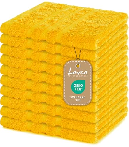 Textila Frottier-Waschlappen – 10 Stück, Gelb, 30,5x30,5 Cm, Aus Weicher Baumwolle