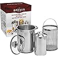 BROWIN Stainless Steel Kit : 4L Pasta/Asparagus Pot + 1.5kg Ham Cooker 313515 | Press for Making Healthy Homemade Meats | Steamer Cooker with Basket and Lid