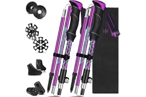 HOVIN Walking Stöcke Damen,Wanderstöcke Faltbar 105-125cm,Trekkingstöcke mit Gummipuffers für Trekking und Wandern