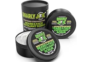 TRADEMARK GNARLY JOE EST.MMXVII Gnarly Joe Refreshing Peppermint Beard and Face Exfoliant, Wash and Scrub. Gift Pack for Men (Two 50g Jars).