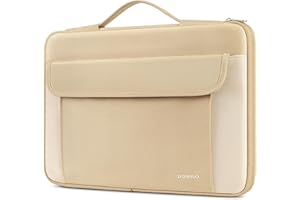 DOMISO Housse Ordinateur 15,6 Pouces avec Poignée Rétractable - Étui Résistant à l'Eau Pochette pour MacBook Pro/Air, HP ENVY 15, Dell XPS 15, Ordinateurs Portable 15-15,6 Pouces (Beige)
