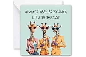 Fuzzy Buzz 🐝 Birthday card for Her - Birthday Card ‘Classy, Sassy And a Little Bit Bas Assy’ - Best friend - Girlfriend - Sister - Mother - Comes With Stickers