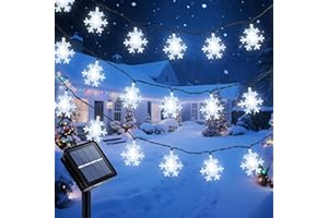Ninonly Guirlande Lumineuse Extérieure Solaire, 7M 50 LED Flocon de Neige Guirlande Guinguette Étanche, 8 Modes Lumière Extérieur Décoration Noël Jardin Terrasse, Lampe pour Sapin de Noël