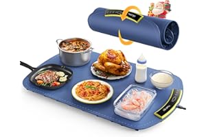 COLDFILL Electric Warming Tray - Upgraded 8 TEMP Setting Food Warming Mat, Full-surface Heat in 5s, 4 Hours Auto-off, Child Safety Lock, Foldable Food Warmers for Buffet Server Party, 65 * 40 * 1.5cm