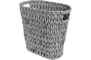 GRANNY SAYS Waste Paper Bin, Plastic Wicker Bin Waterproof, Woven Waste Paper Basket, Decorative Paper Bins for Bedrooms, Office Waste Bin, Baskets & Bins for Organising, 19 Liters/5 Gallons, Grey