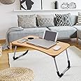 AUNO Homes Table Laptop Study Bed Home Wooden Foldable Students Stand Office Computer Desk Folding Work Tables Laptops Portable (Wood), 40 Centimeters, 60 Centimeters