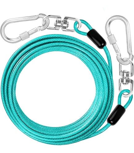 15ft Reflective Dog Tie Out Cable With Shock Absorbing Spring | Heavy Duty Dog Runner For Yard, Camping | Holds Up To 500lbs, Pink