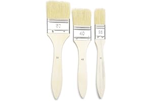 PEBEO Pébéo 950450 - Pennello con setole di Cinghiale, Impugnatura Lunga, Confezione da 3 Pezzi, Bianco