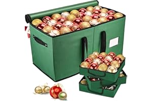 Mrrihand Christmas Ornament Storage Box, Ornament Storage Container with 8 Trays-Xmas Decoration Organizer Keeps 128 Holiday Ornaments 3-Inch, Dual Zipper Closure, 600D Tear-Proof Material (Green)