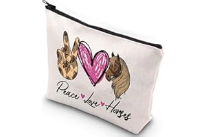 WZMPA Lustige Pferde-Kosmetiktasche, Pferde-Liebhaber, Geschenk, Frieden, Liebe, Pferde, Make-up, Reißverschluss, Tasche zum Reiten, Reiten, Liebhaber, Geschenk, Peace Horses, Small