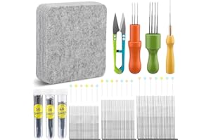 Riddur 121-teiliges Wollfilznadelwerkzeug, Filznadeln in 3 Größen, 1/3/8-Nadelgriff in 3 Farben, Nadelfilzset mit weichem Nadelfilzpad für grundlegende Filznadelprojekte Nadelwerkzeuge