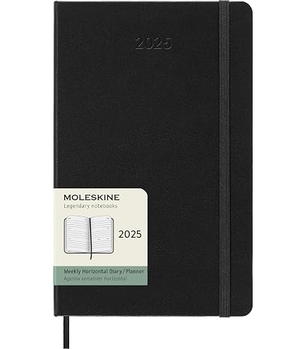 Agenda Moleskine 18 Mesi 2026-2027 – Giornaliera, Copertina Morbida Nera, Formato Large 13x21 Cm, Con Segnalibro Ed Elastico