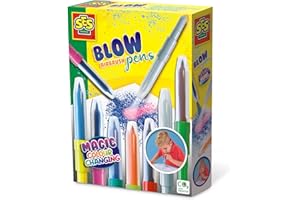 ‎SES CREATIVE SES Creative | Magische Airbrush Stifte für Kinder | Blow Pens Set ab 5 Jahre | Farbwechsel Effekt | 7 Zauberstifte & 1 Weißstift | Kreatives Malset | Geschenkidee Kinder Malen
