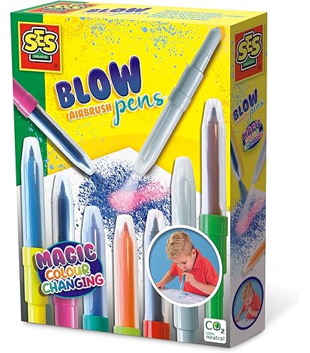 Lansay - BLOPENS - Valisette Vive Les Vacances ! - Pour Enfants Du00e8s 5 Ans - Set De Dessins Et Coloriages Avec Effet Au00e9rographe - 15 Mini Feutres,15 Pochoirs & 15 Feuilles Dessin - Format Voyage