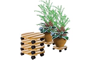 BigDean 4x Pflanzenroller rund Buchenholz massives Holz 30 cm bis 120 Kg Rolluntersetzer