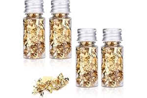 Beufee 4 Stück blattgold flocken essbar, Multifunktions-Flasche Dekorative Blattgoldflocken Folie Cupcake Kuchendeckel Für Kuchen Pralinen Lebensmitteldekoration