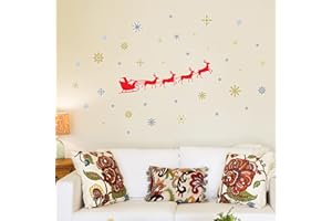 WALPLUS Wallflexi Christmas Decorations Wall Stickers " Santa's Sleigh " Wall Murals Decals living Room Children Nursery School Restaurant Cafe Hotel Home Office Décor, multicolour