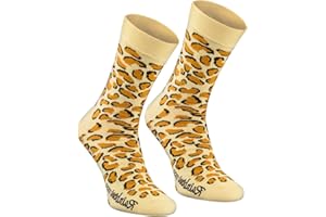 Rainbow Socks - Unisexe Femme Homme Chaussettes À Motifs Animaux - Tigre, Girafe, Pantera, Crocodile, Caméléon, Serpent - Chaussettes Pour Femmes Et Hommes - Safari Et Jungle - 1 Paire