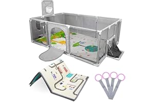 Mobiclinic®, Baby Playpen, Reversible Play Mat, Foldable, 120x180 cm, Basket and Soccer Net, 4 Handles, Breathable Mesh, Carry Bag, Kidland (Grey)