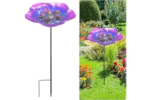 XIHIRCD Bee Watering Flower, Vivid Bee Drinking Station with 30 Glass Marbles Beautiful Flower Design Bee Drinking Cups for Garden Outdoor Courtyard Decorations