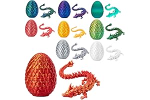 VIMAZ 3D Printed Dragon with Egg,3D Printed Gem Dragon with Detachable Mystery Dragon Scale Egg Kids Adults Fidget Toys for Autism/ADHD 11.8'' Gem Dragon 5.1'' Scale Egg,3D dragon