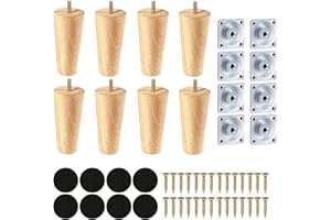 Goomp 8 Piezas Patas para Muebles Madera,12cm Patas de Repuesto para Sofá,Patas de Sofá de Mediados de Siglo para Sofá,Cama,Sillón,Gabinete
