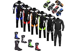 REX SPORTS Rex Motorbike Suit Waterproof 2 Piece Suit Rider Bike Motorcycle Jacket, Trouser, Boots & Gloves Fully Protected Suit CE Armour All Weather for Mens
