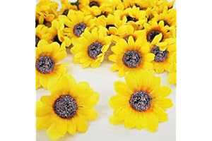 ROLLWAY 150Piezas Cabezas de Girasol Artificiales 4cm Flores Artificiales de Girasol Decoración Cabezas de Flores Falsas de Seda para Manualidades Flores Artificiales Decorativas para Artesanía DIY
