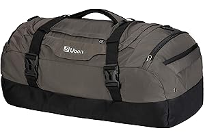 Ubon Borsone da Viaggio Grande Borse da Viaggio per Laptop Vano Biancheria Ventilato Scomparto Scarpe Cinghie di Compressione Attrezzatura Escursionismo Campeggio Spiaggia Palestra Unisex Grigio 55L