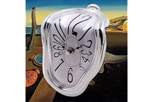 FAREVER Orologio fuso, orologio Salvador Dalì orologio fuso per decorazione casa ufficio mensola scrivania tavolo divertente regalo creativo argento arabo