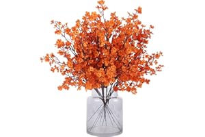 N&T NIETING Gypsophila Artificial, 12 piezas flores artificiales, para Bricolaje, Boda, Fiesta, Mesa, Arreglos florales y decoraciones del hogar (color naranja)