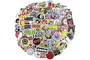 NEULEBEN 100 adesivi rock 'n'roll musicali adesivi in vinile impermeabile per computer portatile, organo elettronico, chitarra, pianoforte, casco, skateboard, bagagli graffiti decalcomanie personalizzabili
