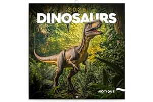 ‎NOTIQUE NOTIQUE Wandkalender 2026 Dinosaurier Kalender, Broschürenkalender mit Monatskalendarium, Broschurkalender Kalender 30 x 30 cm (30x60 Geöffnet)