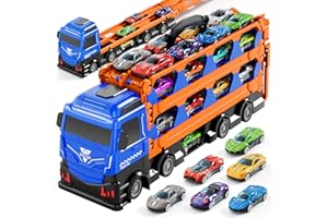 Ci Vetch 78-Zoll Autos LKW Spielzeug für Kleinkinder 1-7 Jahre, Transport-LKW Mit 24 Pcs Druckguss Autos, Geschenke für Jungen