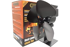 Cosystove 4 Blade Heat Powered Stove Fan - High Efficiency - Silent - Black - Wood Burning Multi Fuel - Batteries Not Required - Eco Friendly - Energy Saving - Lower Bills