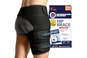 Dr. Arthritis Doctor Developed Hip Support Brace -Piriformis Syndrome, Sciatica Pain Relief Products - Hamstring Support -Hip Support For Women & Men W/Doctor Handbook (S/M, Black Right)