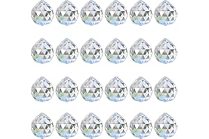 Peevisap 24 Stück 2 cm Kristallkugel, Sonnenfänger, Kristalle zum Aufhängen, Sonnenfänger Basteln, Fensterdeko